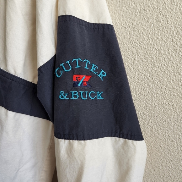VINTAGE Cutter & Buck Golf Winbreaker Ivory/Navy - Picture 3 of 9